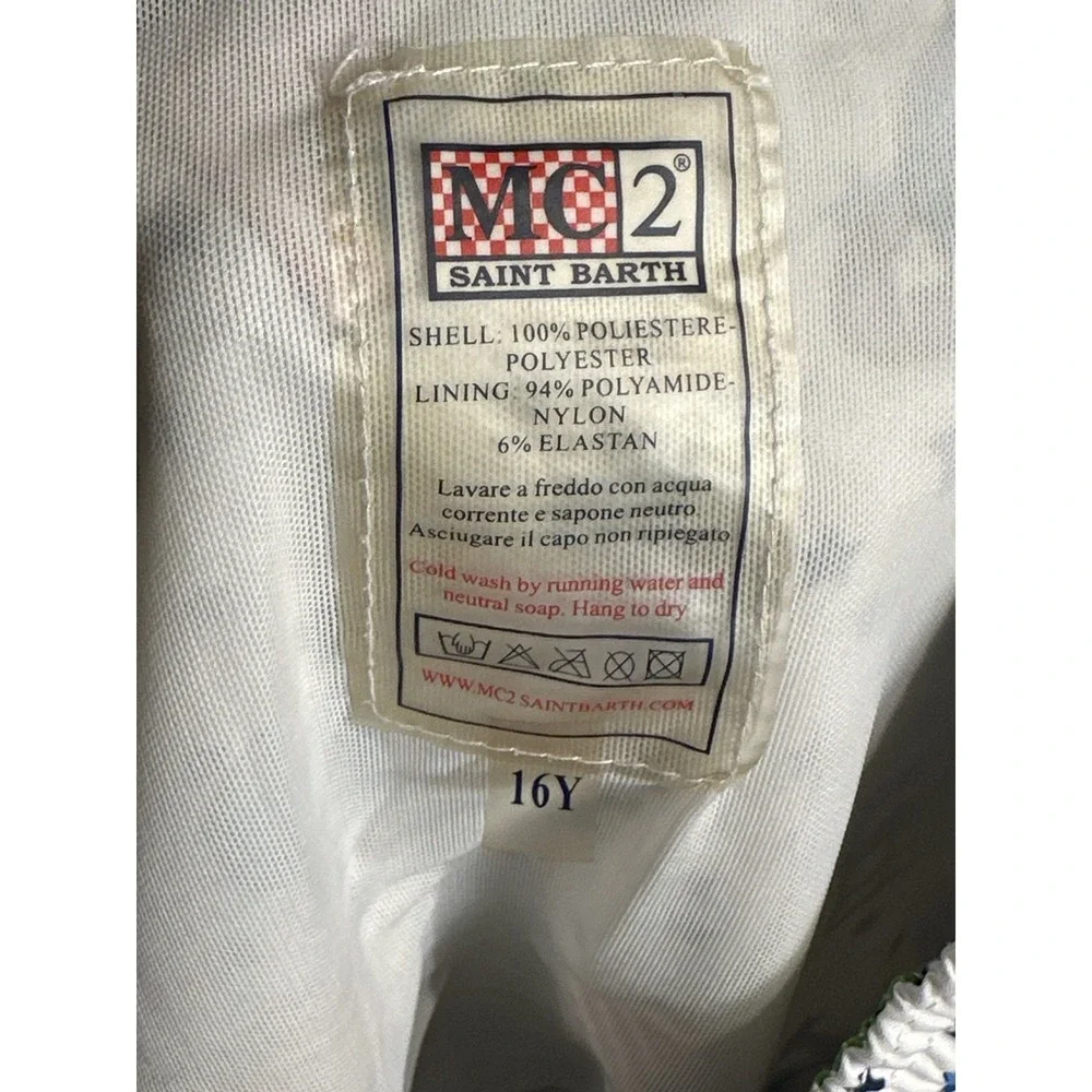 SAINT BARTH MC2 MC 2 Swim Trunks Board Shorts Size 16 Youth Alien UFO AOP RARE